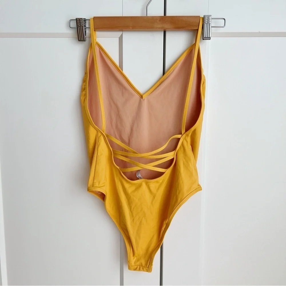 J. Crew Yellow Montauk Playa Cross Back Swimsuit sz.S